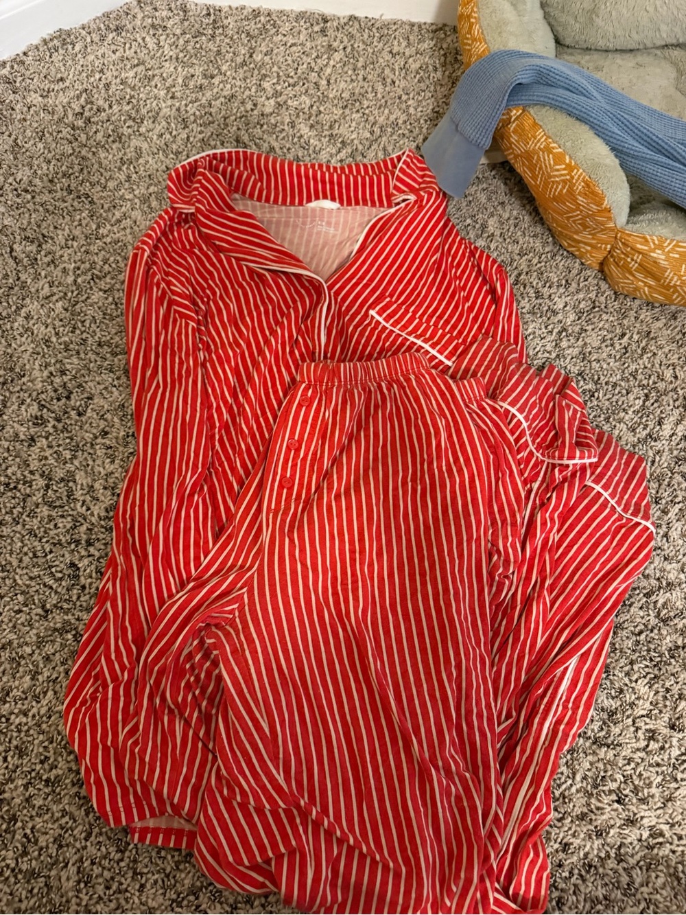 aerie Red and White Striped Button-Front women’s Top and bottoms pjs